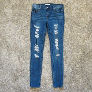 PacSun Skinny Blue Jeans Womens 26 Jegging Low Rise Med Wash Distressed Pants